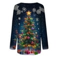 thumbnail image 5 of YUGYXL Women's Xmas Tree Graphic Shirts Oversized Crewneck Long Sleeve Glitter Tunic Blouse Casual Christmas Holiday Pullover C Multicolor XXXL, 5 of 5