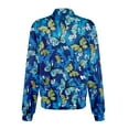 thumbnail image 5 of ADSSDQ Women's Ultra Soft Stretch Zip Up Scrub Jacket Floral Print Long Sleeve Scurbs Tops, 5 of 5