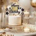 thumbnail image 4 of Topper para pastel de 50.º cumpleaños Happy 50th Birthday negro y dorado, 4 of 7