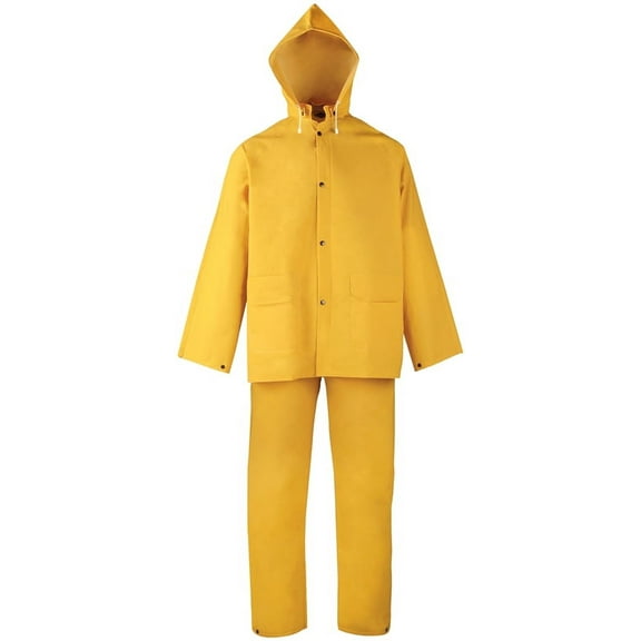 SRS3/111-L 3-Piece Heavy Duty Rainsuits, Large, Polyester, PVC, Yellow