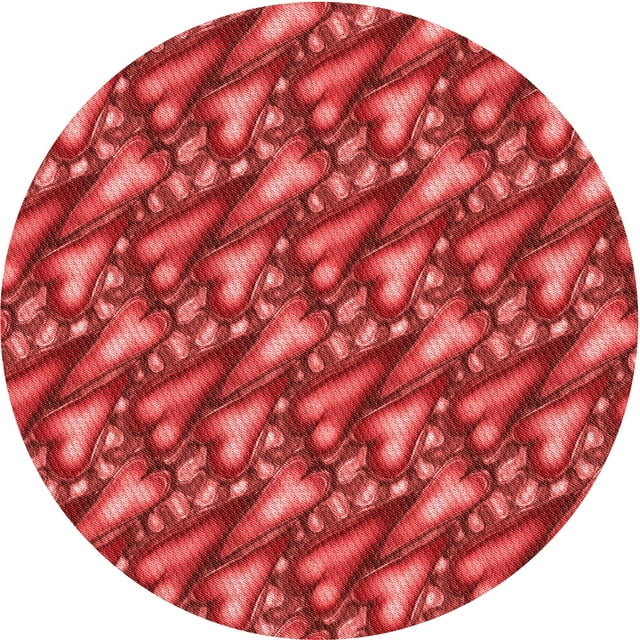 Ahgly Company Tapis Rond Lavable en Machine Intérieur Transitionnel Rouge, 5 Pieds Rond