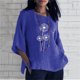 thumbnail image 1 of ICHUANYI Clearance Women Summer Sexy Print Regular Button Round Neck Short Sleeve Women Short Sleeves Top(Blue, S) ICHUANYI WER2023081114248, 1 of 5