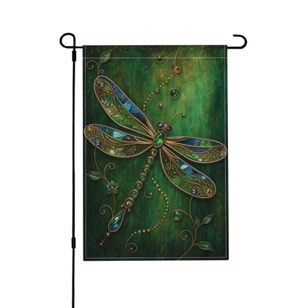 Jewel Dragonfly Summer Welcome Garden Flag for Farmhouse Outdoor Home Decoration 12x18 in
