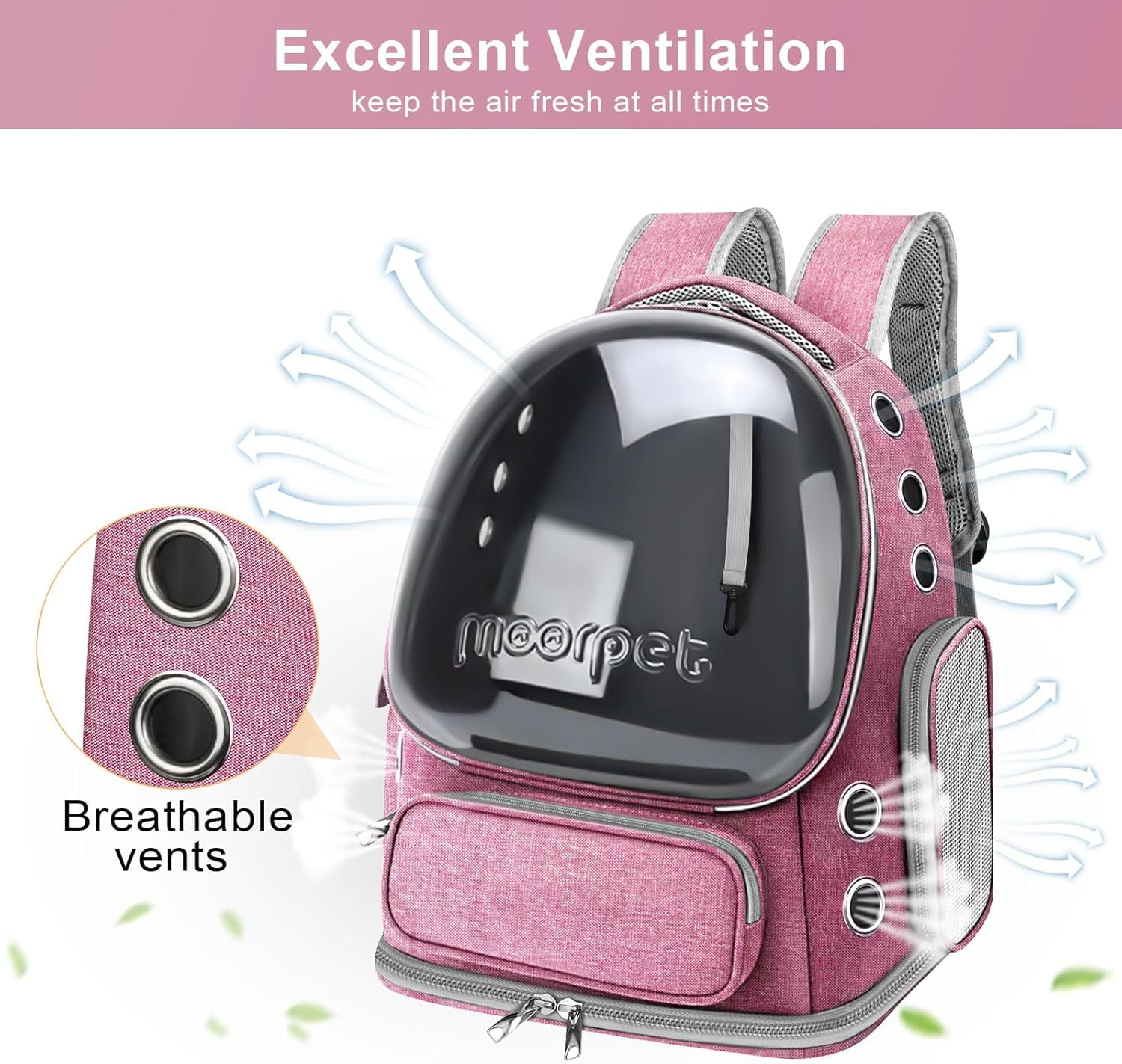 TJOUL Cat Backpack Carrier, Breathable Cat Bubble Backpack Upgrade Large Space Cat Carrier for Kitty Small Dog, Foldable Airline Approved Cats Backpack, Enlarge Transparent PetTravel Backpack (Pink)