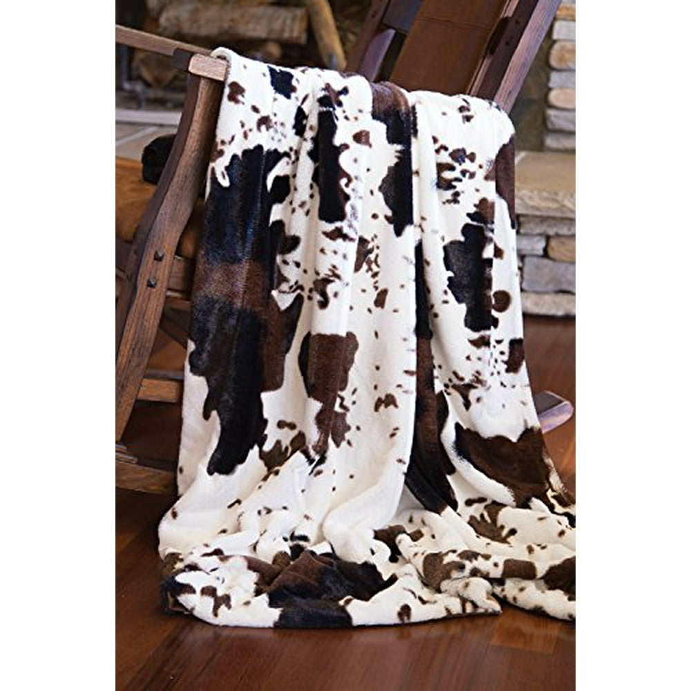 Faux Fur Cowhide Plush Throw Blanket