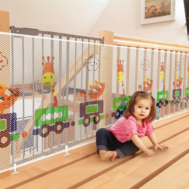 Red de seguridad gruesa para niños (300Lx79H CM), Red de seguridad de 3 m para escaleras de tren para animales, Red de seguridad para balcones para bebés