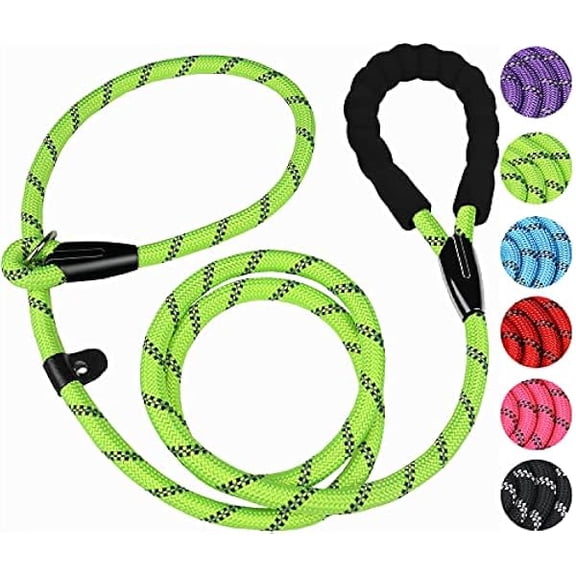 Eryueer 6 FT Dog Leash, Heavy Duty Rope Dog Leashes, Strong Training Dogs Leash with Comfortable Padded Handle and Highly Reflective Threads for Small Medium and Large Dogs, (Green)