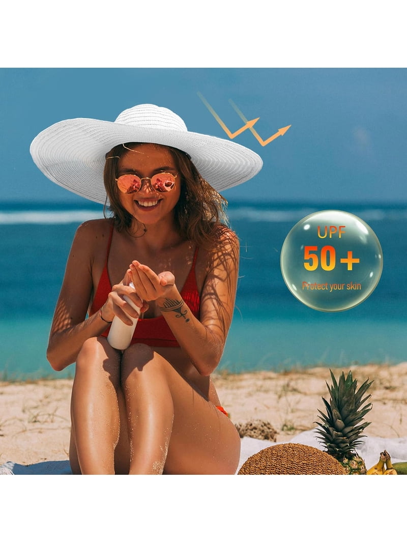 Oversized Sun Straw Hat for Women, UPF 50+ Floppy Wide Brim 