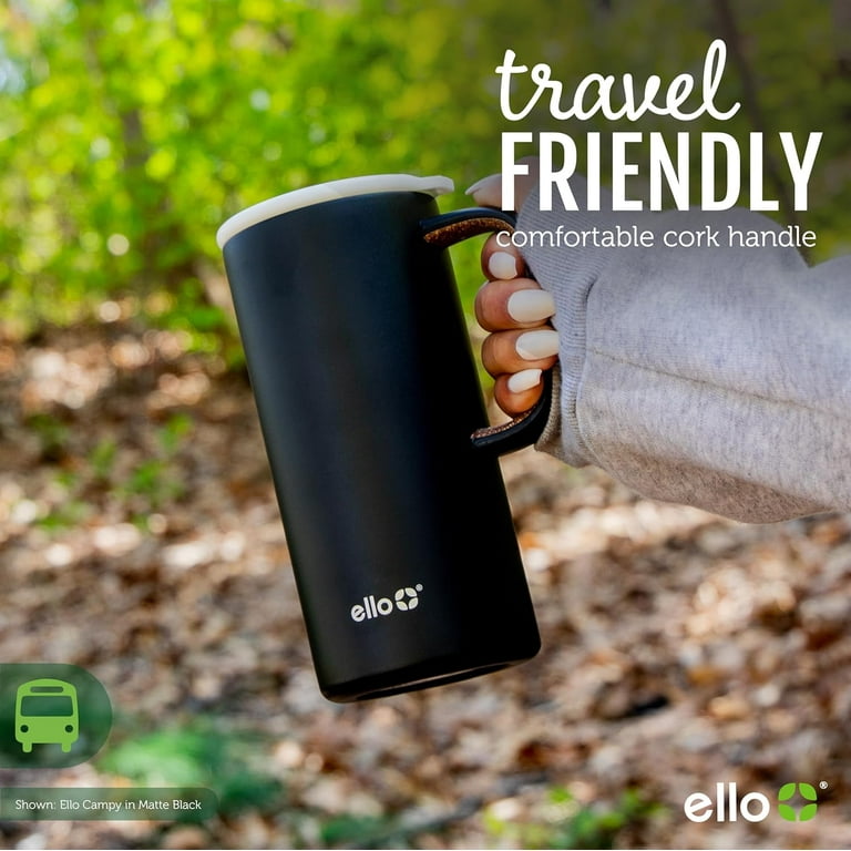 Ello Magnet 18oz Vacuum Insulated Stainless Steel Travel Mug with Side  Handle and Leak-Proof Slider Lid and Built-in Coaster, Keeps Hot for 5  Hours