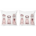 thumbnail image 1 of Doodle Throw Pillow Cushion Cover Pack of 2, Hand Drawn Animals with Coats Earmuffs and Hats Cartoon Style Illustration, Zippered Double-Side Digital Print, 4 Sizes, Pink and Eggplant, by Ambesonne, 1 of 2