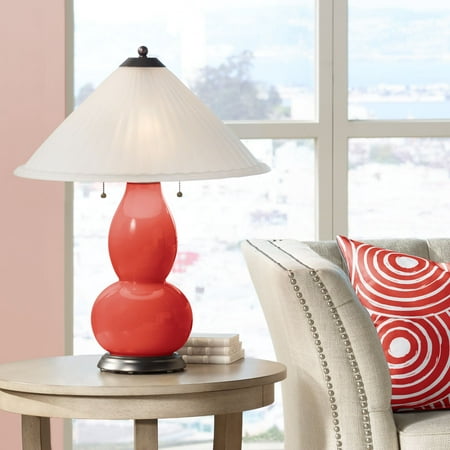 Color + Plus Cherry Tomato Fulton Table Lamp with Fluted Glass