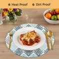 thumbnail image 4 of Teal Boho Flowers Round 13 Inch Placemats Set of 4, Modern Luxurious Ombre Geometric Floral HeatResistant Non Slip Place Mats for Dining Table, Wipeable Braided Kitchen Table Mats for Housewarming, 4 of 9