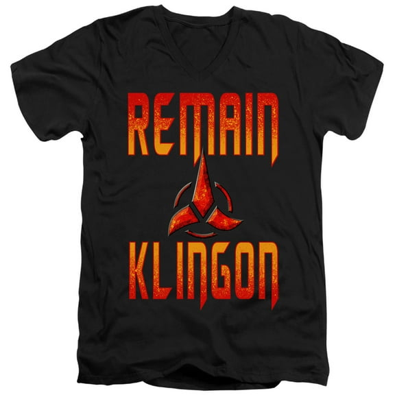 Star Trek Discovery Remain Klingon Adult V-Neck 30/1 T-Shirt Black