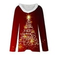 thumbnail image 5 of Uooqdmx Christmas Shirts for Women Going Out Tops for Women Faux V Neck T Shirt Xmas Tree Snowflakes Graphic Top Loose Blouse Ladies Tops and Blouses Red S, 5 of 5