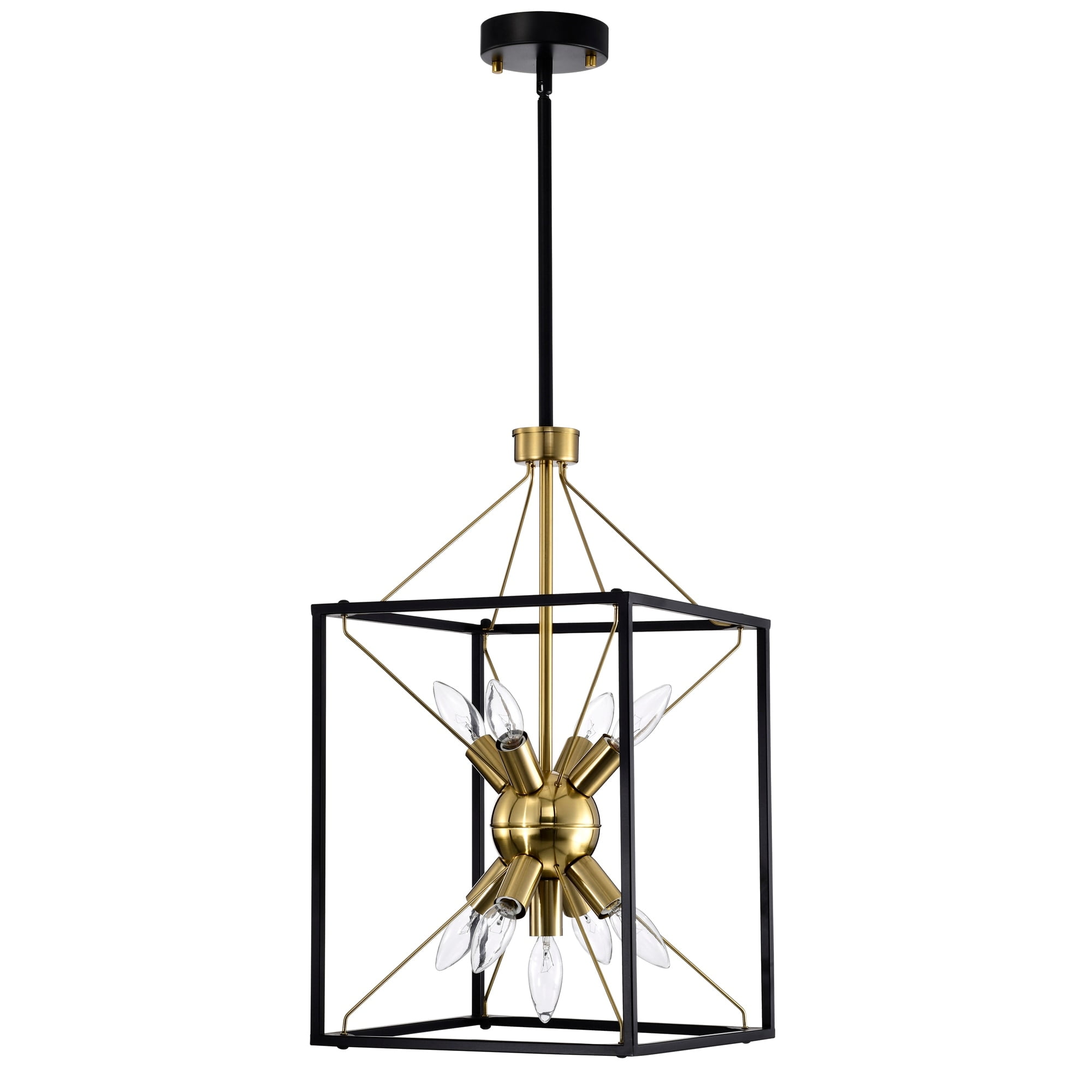 Snowgaze 12 in. 9-Light Indoor Matte Black and Gold Finish Chandelier with Light Kit