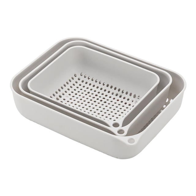 Billuyoard 3 coladores de cocina, filtros de cocina de plástico, cesta de drenaje, escurridor de alimentos multiusos con fondo elevado, lavabo de drenaje Organizadores de utensilios de cocina Billuyoard HA015242-00