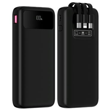 Yelomin 20000mAh Portable Charger with Built-in Cables, 22.5W Fast Charging Power Bank, LED Display Battery Pack Compatible with iPhone, Samsung Galaxy, iPad, Android Phones Travel Essential (Black)