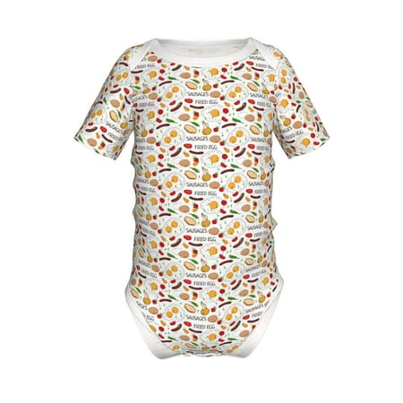 

Coaee Sausage Tomato Toast for Soft Baby Short-Sleeve Bodysuit Baby Climbing Clothes Baby Girls Boys Bodysuit Romper-3 Months