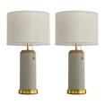 thumbnail image 4 of Table Lamp Set of 2 with Beige Fabric Shade Farmhouse Pull-Chain Switch Table lamp with grey fabric base Nightstand Bedside Lamps, 4 of 8