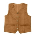 thumbnail image 4 of WUXIAN Boys Tops Retro Cowboy Vest Suede Leather Party Style V Neck Casual Western Vest Vintage Waist Coat Child Lovely Top, 4 of 9