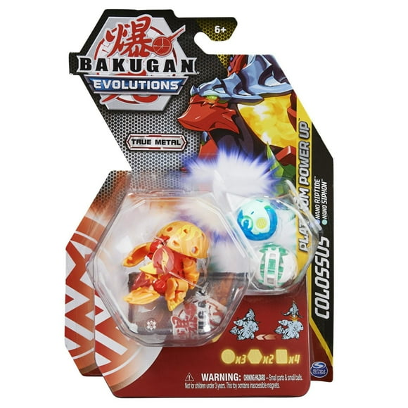 Bakugan Evolutions, Platinum Power Up Pack, True Metal Bakugan Action Figure, 2 Nanogan, 2 Bakucore, 2 Ability Cards (Styles May Vary)