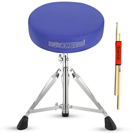 5 Core Drum Throne 3 Inch Thick Padded Comfortable Guitar Stool Double Braced Drummer Chair Height Adjustable Musician Seat For Adults And Kids Blue - DS CH BLU