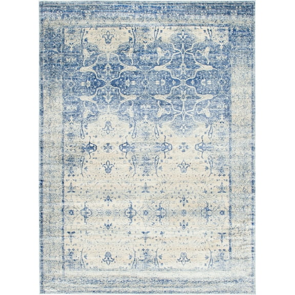 Unique Loom Barrington Asheville Rug Navy Blue/Beige 9' x 12' 2" Rectangle Border Coastal Perfect For Living Room Bed Room Dining Room Office