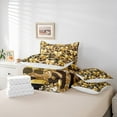 thumbnail image 6 of Manfei Glitter Leopard Print 7pcs Bedding Comforter Set, Girly Yellow Kawaii Bowknot Queen Bedding Sets, Modern Fashion Reversible Queen Sheet Sets, Lightweight Room Decor, 6 of 8