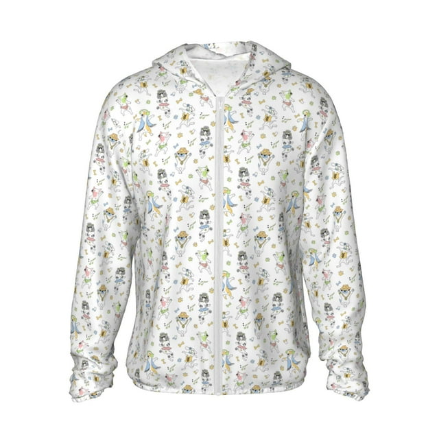Saiise Dancing Dogs Pattern Sun Protection Hoodie for Men and Women, Lightweight Quick-Dry Windproof with Hood and Zip-3X-Large