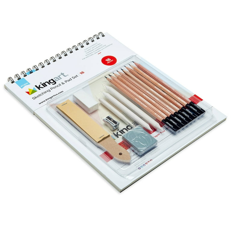 Kingart Studio, Sketching & Drawing Pencil Art Set Kit, 16 Pc