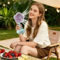 thumbnail image 3 of BotaniNest Personal Handheld Fan Desktop Mini USB Rechargeable Fan With LED Light Cute Flower Shaped Small Fan Adjustable 2 Speed Low Noise Personal Held Fans For Outdoor Travel Camping, 3 of 3