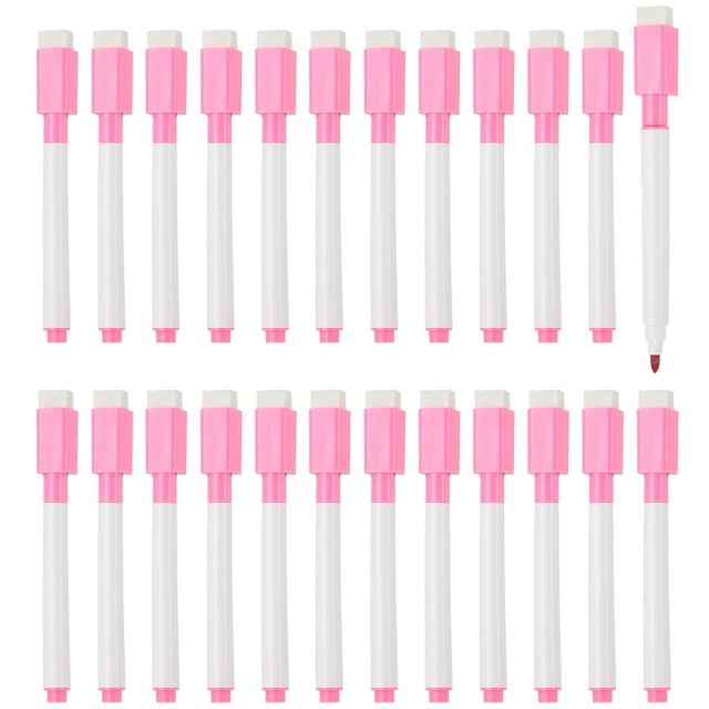 Bolígrafo para pizarra blanca Uxcell, punta fina de 0.5-1mm, marcadores de pizarra blanca en rojo rosa, 24 piezas