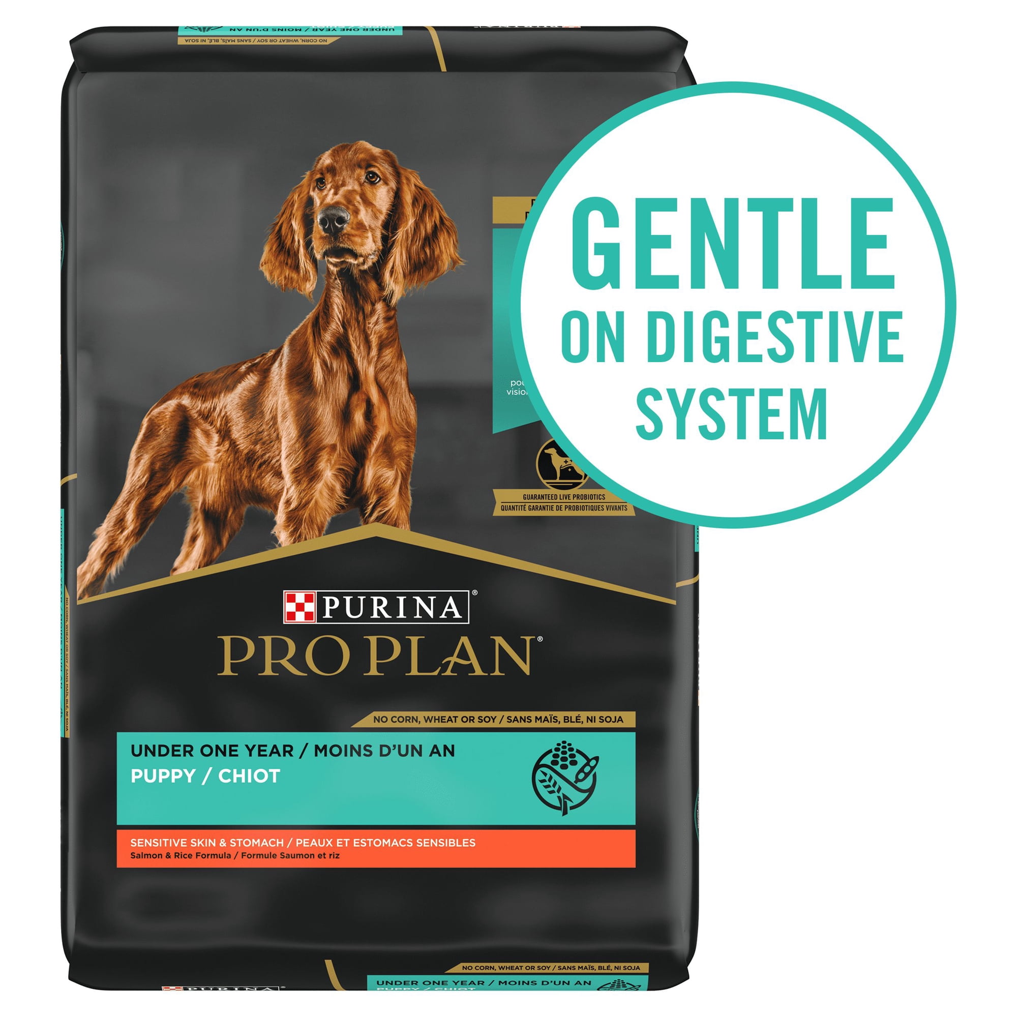 Purina Pro Plan Probiotic, Sensitive Stomach Dry Puppy Food, Sensitive Skin & Stomach Salmon & Rice Formula, 4 lb. Bag