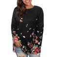 thumbnail image 1 of Blusa de mujer Cuello redondo Estampado floral Manga larga Moda Transpirable Señora Casual Fit Top Negro M, 1 of 6