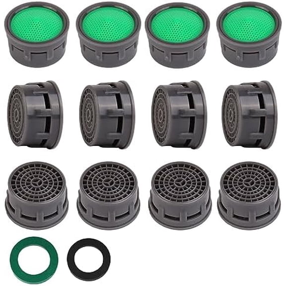 Faucet Aerator, Flow Restrictor Insert, Sink Aerator Replacement Parts for Bathroom or Kitchen Sink Faucet Filter, Fit for Internal and External Thread Faucet Aerators, with Washer (12pcs)$$Tools &