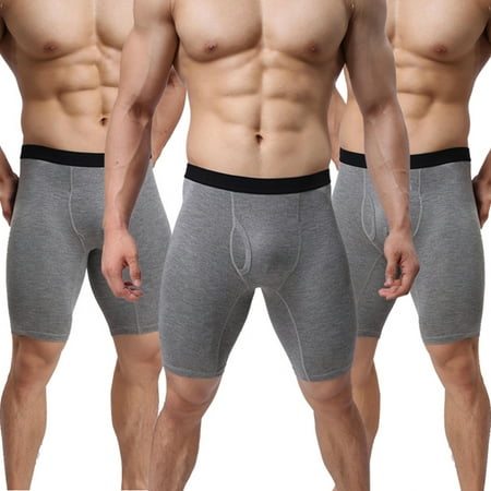 Men's Sport Performance Compression Underwear Mid-Waist Long Leg Underpants Stretch Shorts Pouch Boxer