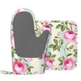 thumbnail image 2 of DouZhe Oven Mitts and Pot Holders Sets, Watercolor Floral Roses Prints Non-Slip Heat Resistant Kitchen Oven Silicone Glove, 2 of 7