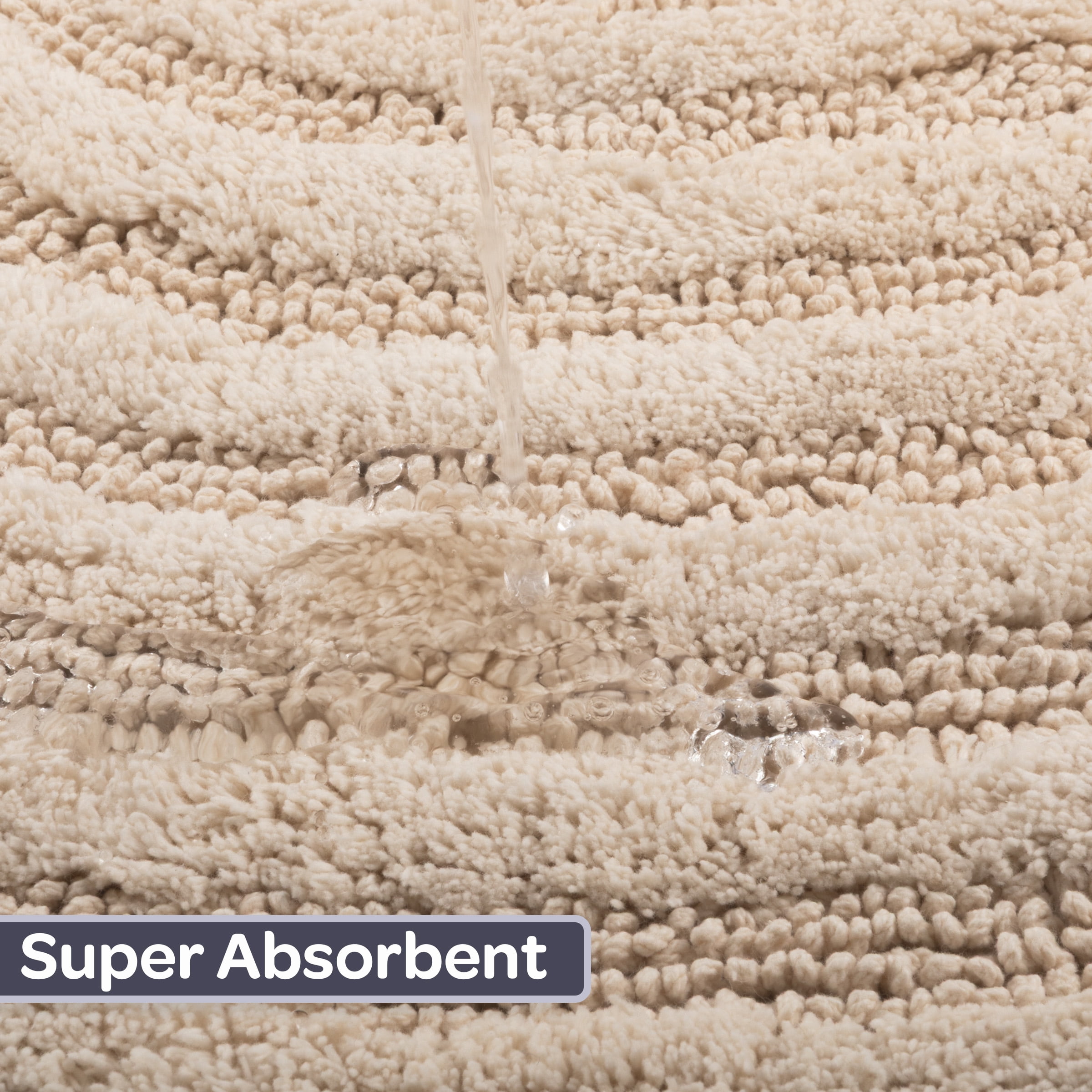 Lavish Home Bathroom Rugs - 2-Piece Woven Cotton Bath Mat Set (Ivory)