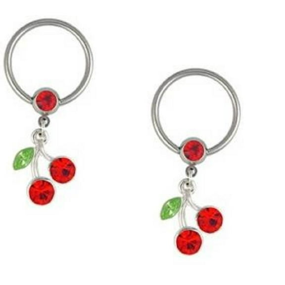 Body Accentz Nipple Ring Sweet Cherries Captive Bead Body Jewelry Pair 14 Gauge ...