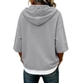thumbnail image 6 of TZZQ 3/4 Sleeve Hoodie Sweatshirts for Women Drawstring Hood Oversized Pullover Sweatshirt Comfort Plain Long Sleeve Pullover Tops Plus Size Cute Basic Lightweight Hoodie Sweatshirts Grey S, 6 of 7