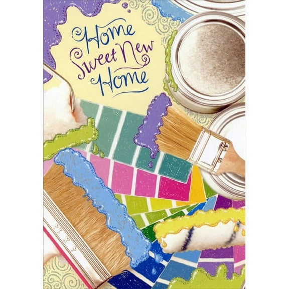 Designer Greetings Paint Brushes and Rollers with Glitter New Home Card