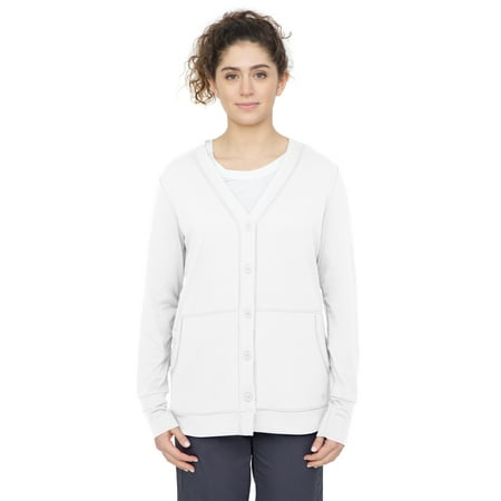 Healing Hands Knits Women's Becca Jacket 'sMedical Cardigan Buttoned Scrub Jacket - Medium,White