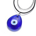 thumbnail image 2 of 10 set Teardrop Lampwork Evil Eye Pendants Necklaces with 316 Surgical Stainless Steel Chains/Cowhide Leather Cord and 304 Stainless Steel Lobster Claw Clasps, 2 of 7