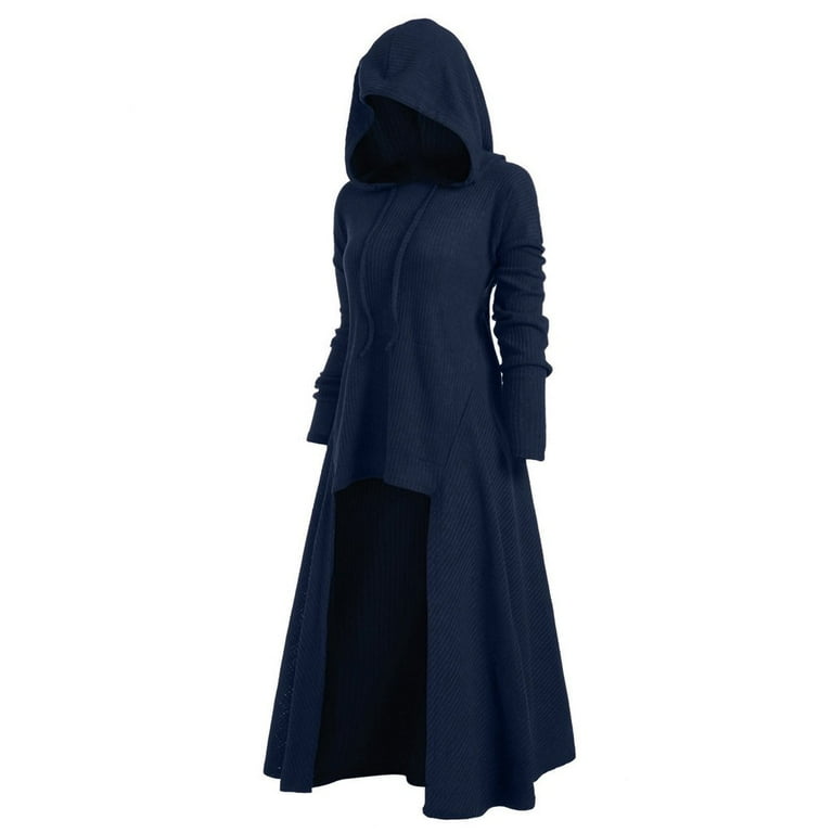 Yubnlvae Sweaters For Women Womens Fashion Hooded Plus Size Vintage Cloak High Low Sweater Blouse Tops Blue XL Walmart