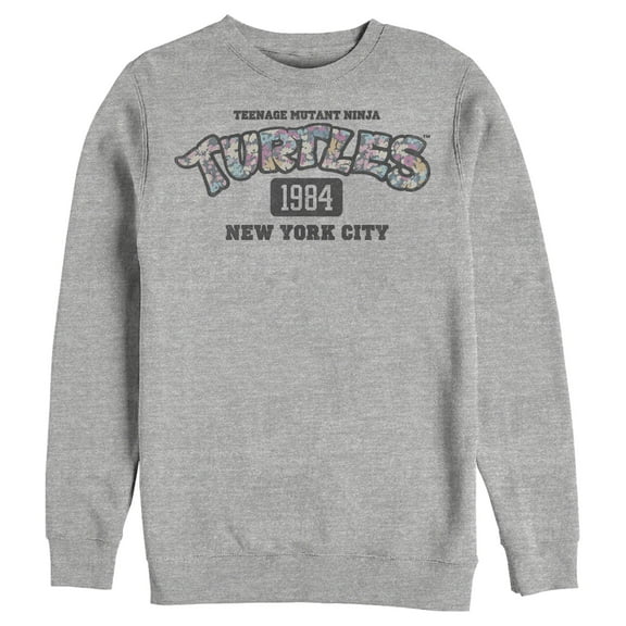 Men's Teenage Mutant Ninja Turtles New York City 1984 Floral Logo Sweatshirt Athletic Heather 3X Large