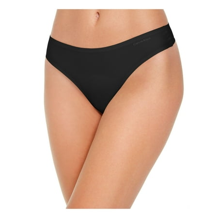 

CALVIN KLEIN Intimates Black Solid Everyday Thong Size: ONE SIZE