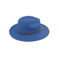 thumbnail image 3 of Top Headwear Womens Panama Upturn Paper Braid Wide Brim Fedora Hat - Royal, 3 of 4
