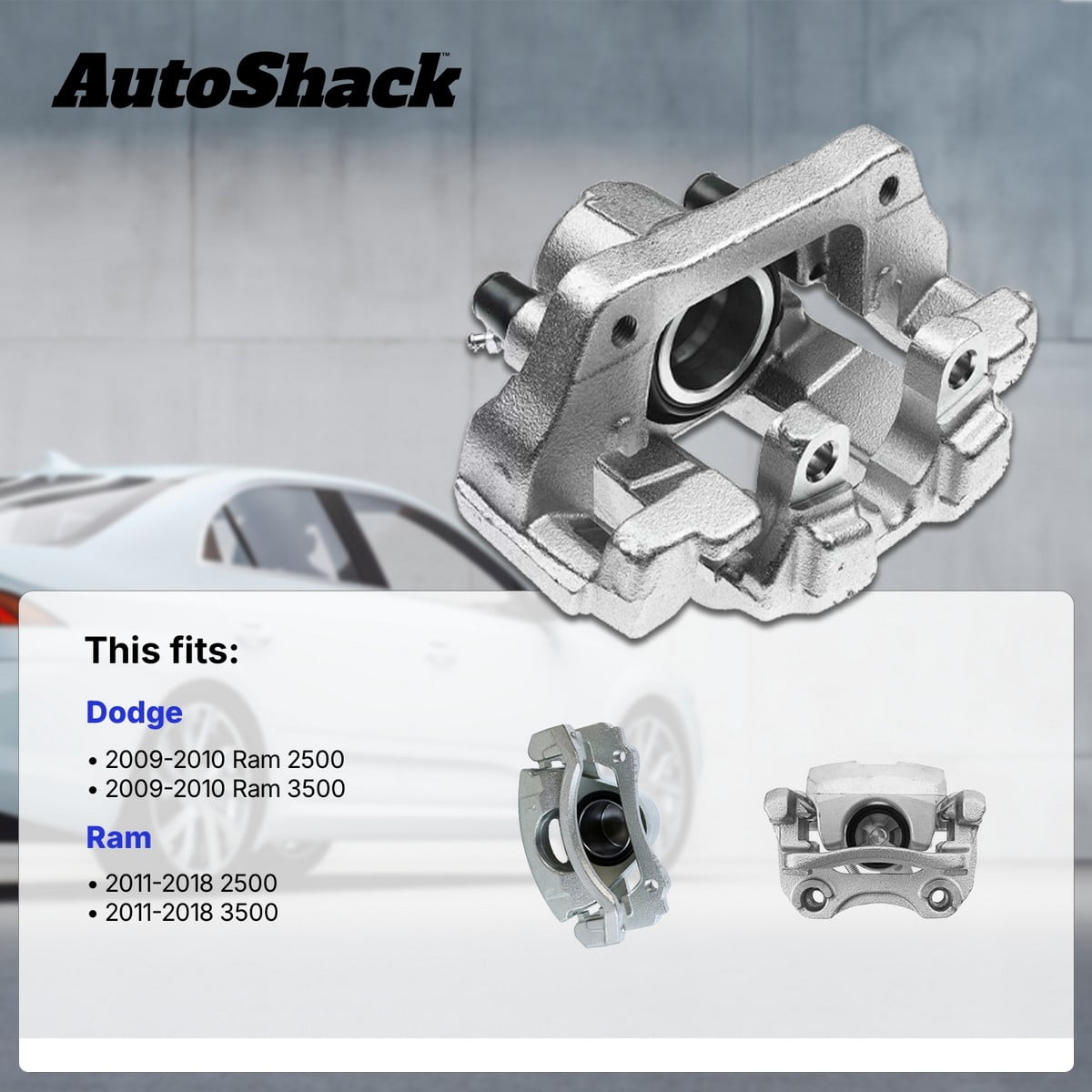 AutoShack Rear Brake Calipers for Ram & Dodge, 2500 2011-2018 3500 2011-2018 Ram 2500 2009-2010 Ram 3500 2009-2010, 4WD RWD L6 5.9L 6.7L V8 5.7L 6.4L, Left and Right, Pair