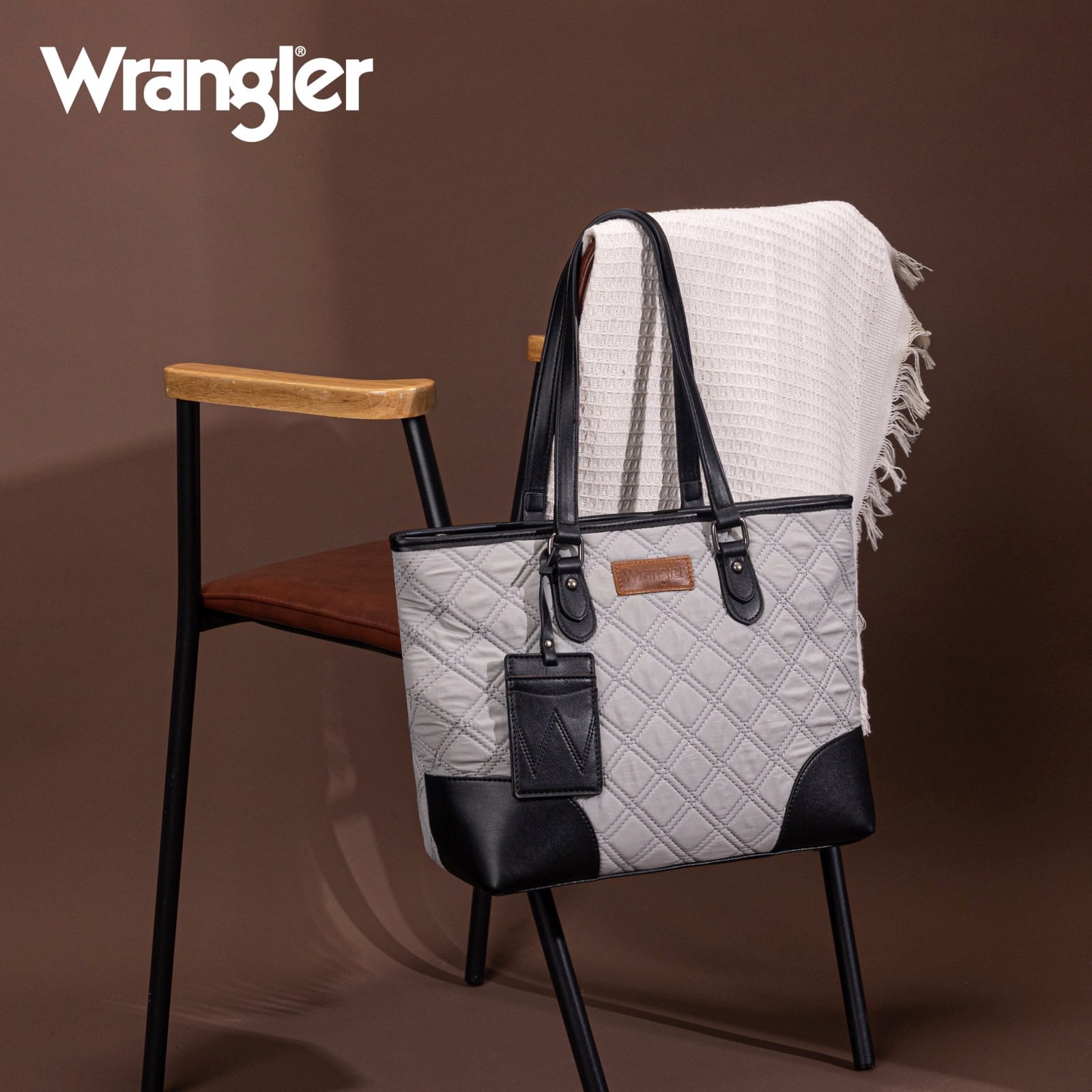 Wrangler Puffer Tote Bags for Women Medium Quilted Shoulder Bag for Work School Lifestyle Purse, Black