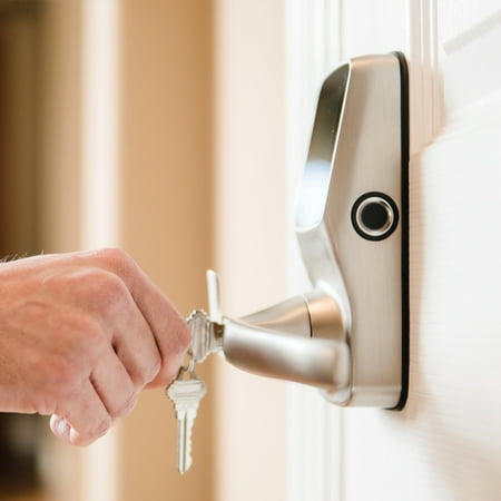 Lockly - Secure Plus Smart Lock Bluetooth Replacement Latch with Touchscreen/Fingerprint Sensor/Key Access/Auto Lock - Satin Nickel